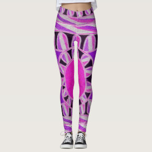 SUN SOLAR ENERGIE Abstrakt geometrisch rosa, weiß Leggings