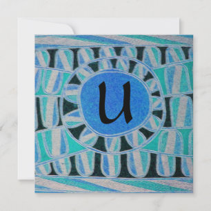 SUN SOLAR ENERGIE MONOGRAM, Blau Türkis Schwarz Einladung