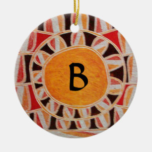SUN SOLAR ENERGIE MONOGRAM Gelb orange rot schwarz Keramikornament