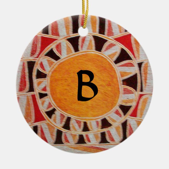 SUN SOLAR ENERGIE MONOGRAM Gelb orange rot schwarz Keramikornament (Vorne)