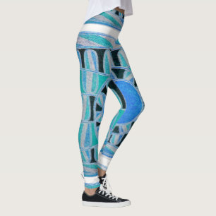 SUN SOLAR ENERGY Abstrakt Geometric Aquamarin Sky  Leggings