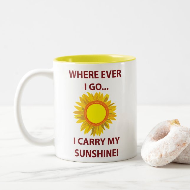 Sun Sonnenblume Sonnenschein Zweifarbige Tasse (Mit Donut)