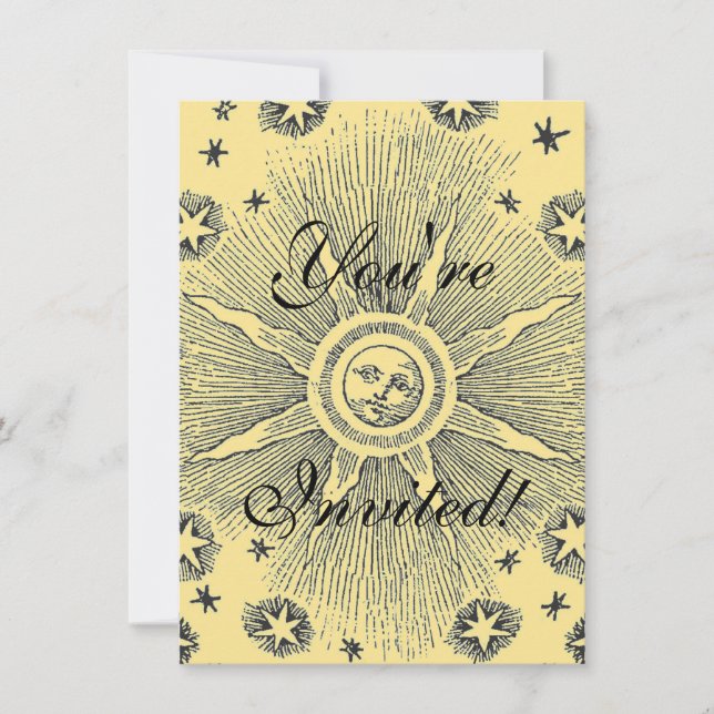 Sun Stars Antiquitäten Night Sky Mittelalterliches Einladung (Vorderseite)