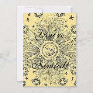 Sun Stars Antiquitäten Night Sky Mittelalterliches Einladung