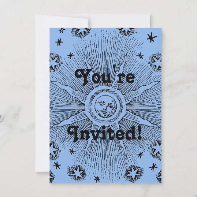 Sun Stars Antiquitäten Night Sky Mittelalterliches Einladung (Vorderseite)