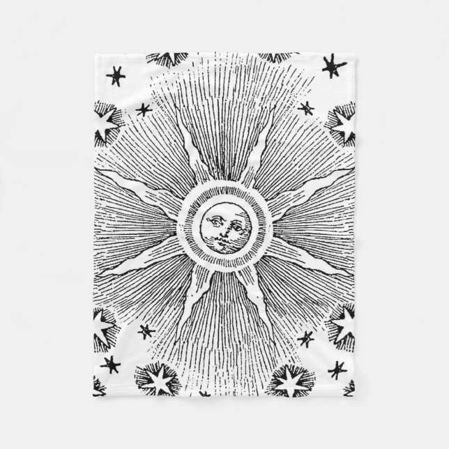 Sun Stars Antiquitäten Night Sky Mittelalterliches Fleecedecke (Vorderseite)