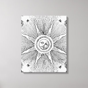 Sun Stars Antiquitäten Night Sky Mittelalterliches Leinwanddruck