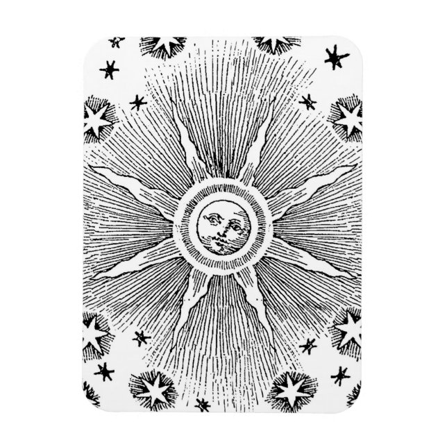 Sun Stars Antiquitäten Night Sky Mittelalterliches Magnet (Vertikal)