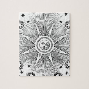 Sun Stars Antiquitäten Night Sky Mittelalterliches Puzzle