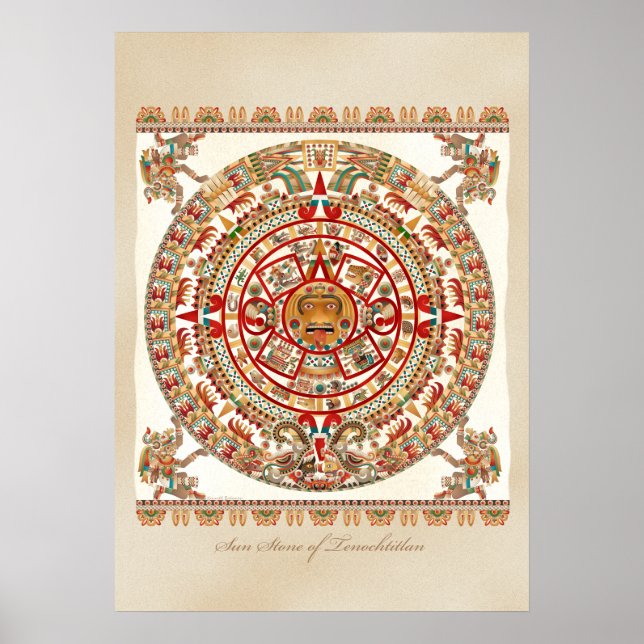 Sun Stone von Tenochtitlan Poster (Vorne)