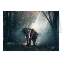 Sun strich Elefanten in der Waldleeren Karte