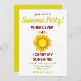 Sun Sunflower Sunshine Summer Party Einladung