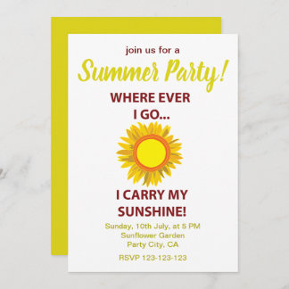 Sun Sunflower Sunshine Summer Party Einladung