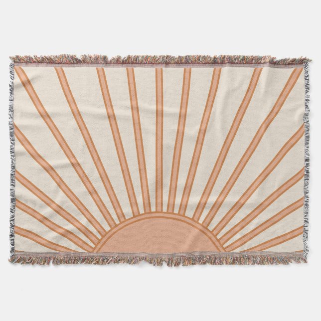 Sun Sunrise Earth Tones Terracotta Retro Sunshine Decke (Vorderseite)