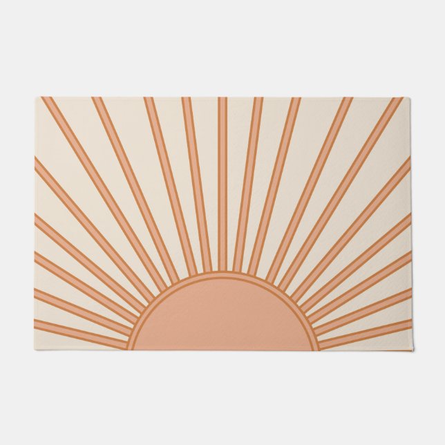 Sun Sunrise Earth Tones Terracotta Retro Sunshine Fußmatte (Vorderseite)
