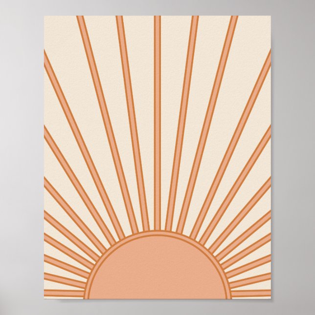 Sun Sunrise Earth Tones Terracotta Retro Sunshine Poster (Vorne)