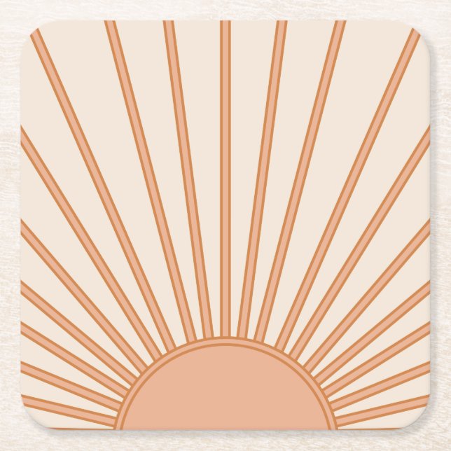 Sun Sunrise Earth Tones Terracotta Retro Sunshine Rechteckiger Pappuntersetzer (Vorderseite)