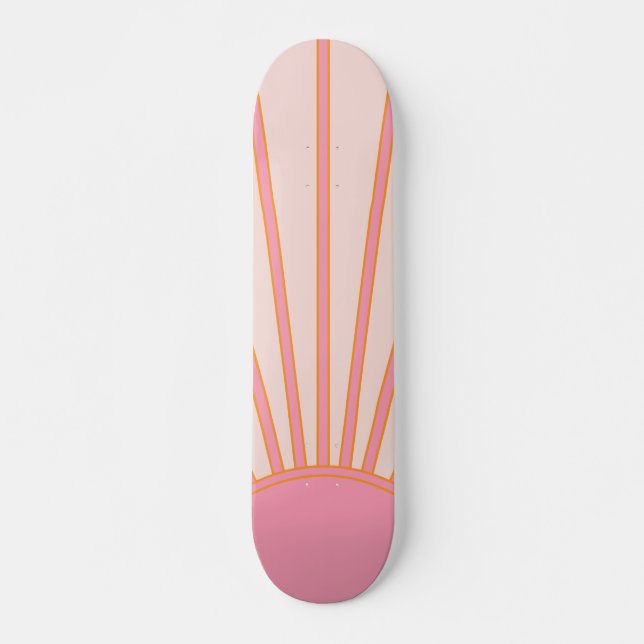 Sun Sunrise Pink Abstrakt Retro Sunshine Skateboard (Vorne)
