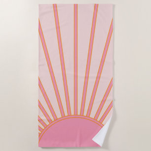 Sun Sunrise Pink Abstrakt Retro Sunshine Strandtuch