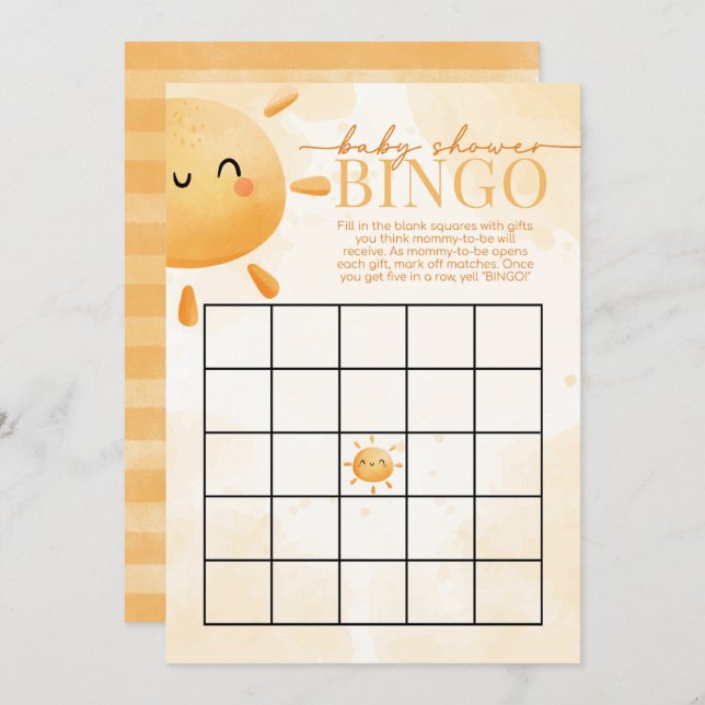 Sun Sunshine Baby Dusche BINGO Spiel Einladung (Vorne/Hinten)