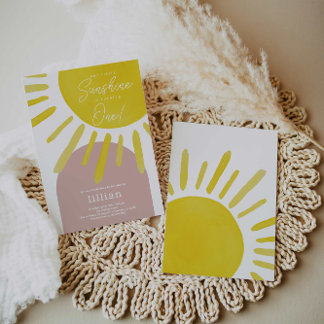 Sun Sunshine Girls erste Geburtstagseinladung Einladung