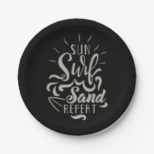 Sun Surf Sand wiederholen Pappteller
