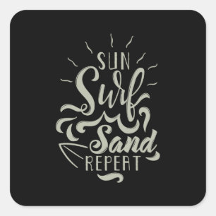 Sun Surf Sand wiederholen Quadratischer Aufkleber
