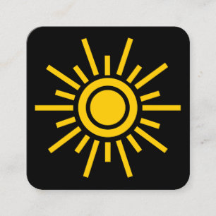 Sun Symbol 01 - Amber auf Schwarz Quadratische Visitenkarte