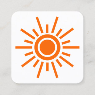 Sun Symbol 01 - Orange auf Weiß Quadratische Visitenkarte