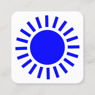 Sun Symbol 02 - Blau auf Weiß Quadratische Visitenkarte