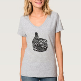 Sun-T - Shirt, geknackt - grau, v-Nacken T-Shirt