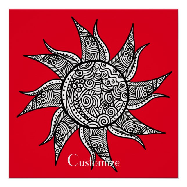 Sun Tattoo Thunder_Cove im Henna-Stil Poster (Vorderseite)