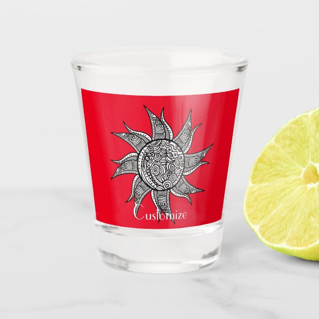 Sun Tattoo Thunder_Cove im Henna-Stil Schnapsglas (Vorderseite)