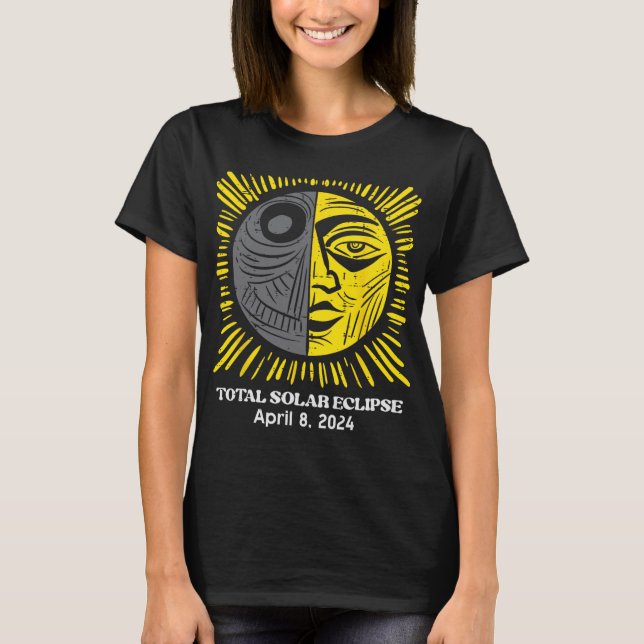 Sun Total Solar Eclipse 2024 April 8 Männer Frauen T-Shirt (Vorderseite)