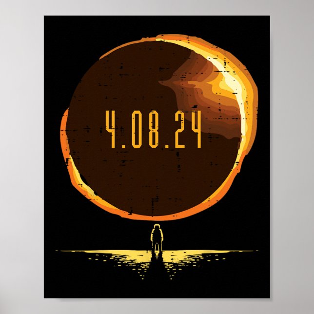 Sun Total Solar Eclipse 2024 Totality 8 April Männ Poster (Vorne)