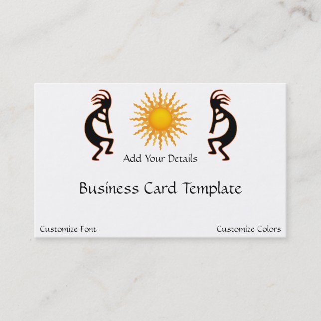 Sun Two Kokopelli Logo Business Card Visitenkarte (Vorderseite)