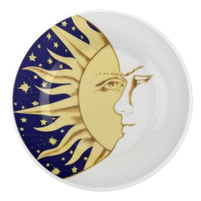 Sun- u. Mond-Gesichts-Tür-oder Fach-Züge Keramikknauf (Vorderseite)
