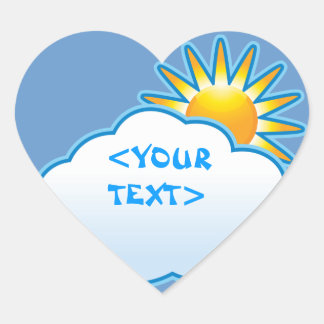 Sun und Cloud,<YOUR TEXT> Herz-Aufkleber