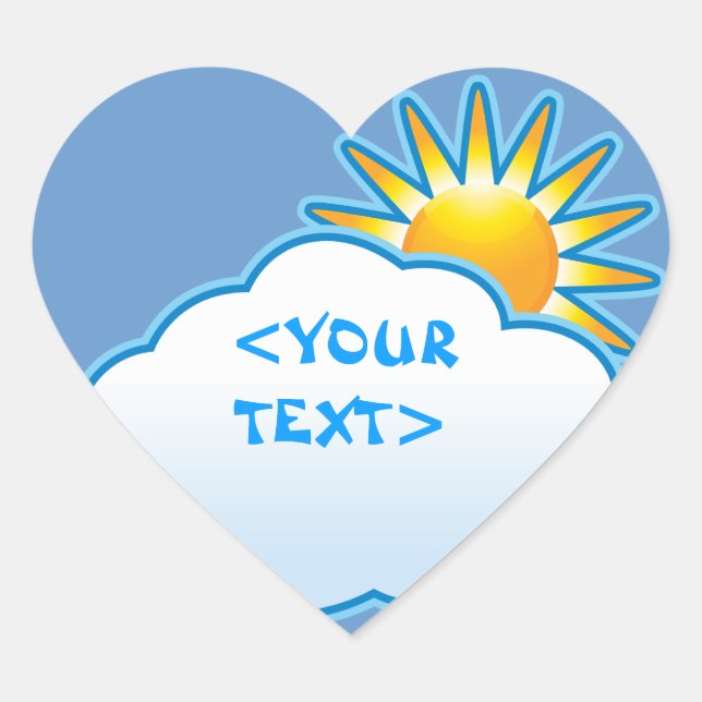 Sun und Cloud,<YOUR TEXT> Herz-Aufkleber (Vorderseite)