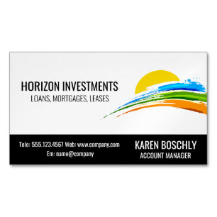 Sun und farbige Pinselstriche Magnetische Visitenkarte