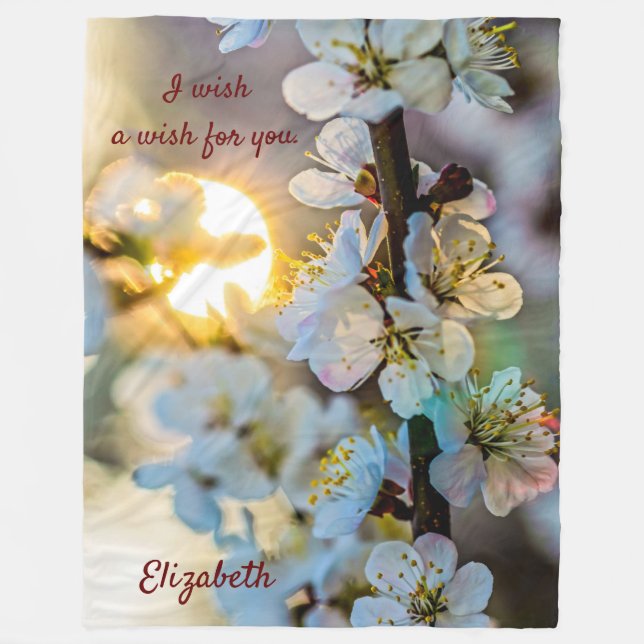 Sun und japanische Aprikosen-Blume Fleecedecke (Vorderseite)