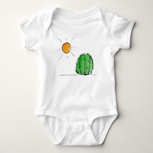 Sun und Kaktus-Aquarell-Baby-Jersey-Bodysuit Baby Strampler (Vorderseite)