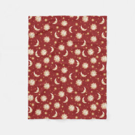 Sun und Mond auf Rot Fleecedecke