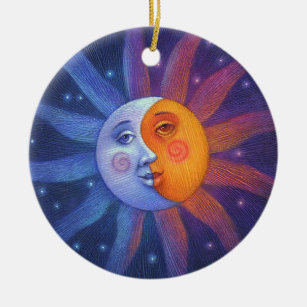 Sun und Mond-Eklipse-perfekte Ausrichtung Keramikornament
