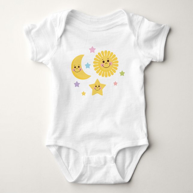 Sun und Mond-Illustration Baby Strampler (Vorderseite)