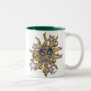 Sun und Mond-Mädchen-Türkis-Tasse Zweifarbige Tasse