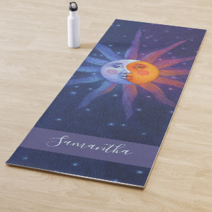 Sun und Mond-mit Monogramm Name Yogamatte