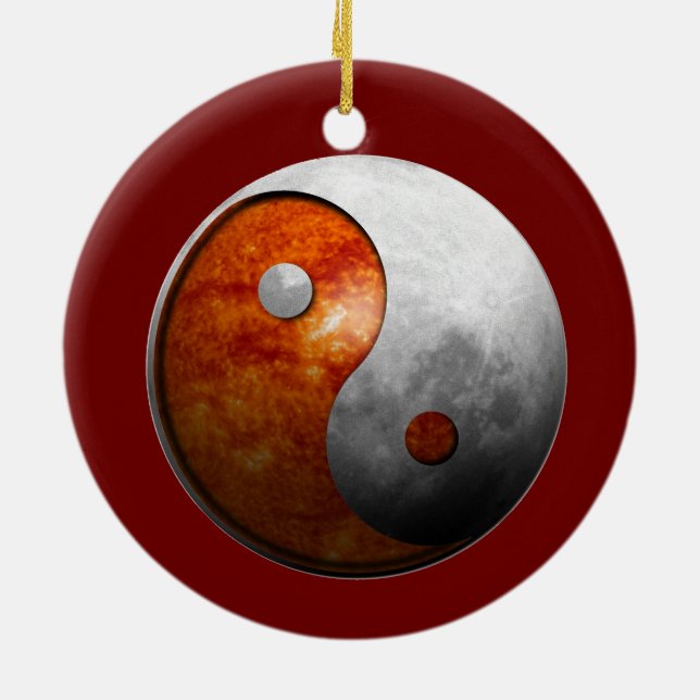 Sun und Mond Yin Yang Keramikornament (Hinten)