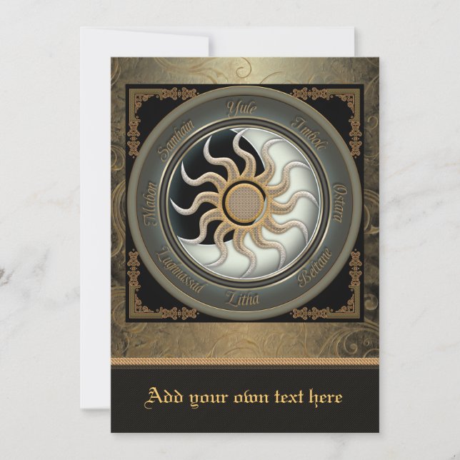 Sun und Moon Pagan Wheel Große Einladung (Vorderseite)