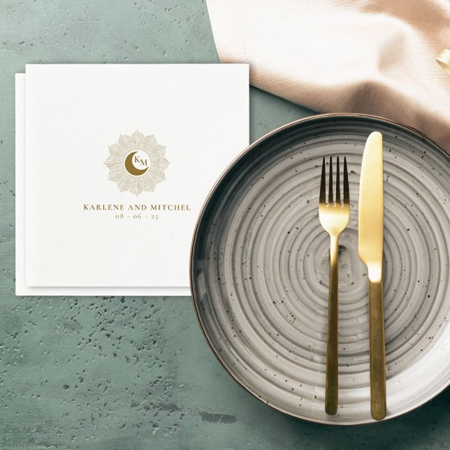 Sun und Moon Timeless Wedding Cocktail Napkins Serviette (Von Creator hochgeladen)